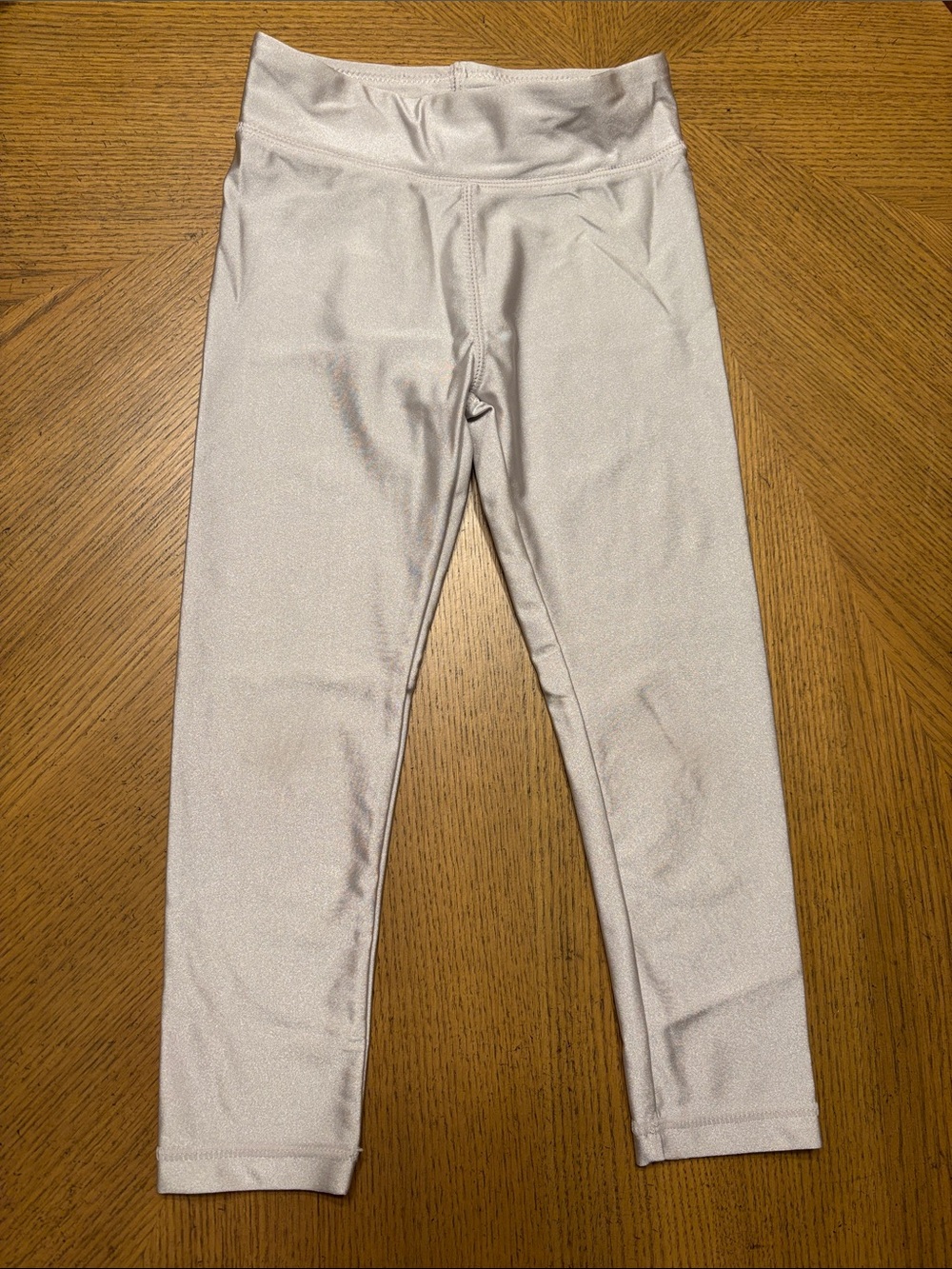 Tea Collection Shimmery Silver-White Girls' Leggings
